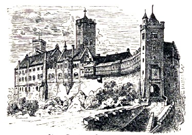 Замок Вартбург XII века (в Тюрингии).
