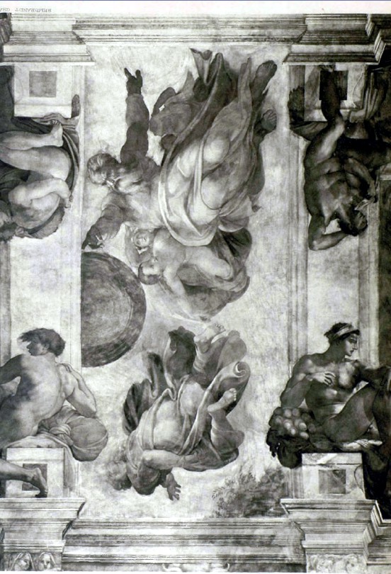 Микеланджело Буонаротти (1475—1564). Сотворение света. Бог отделяет свет от тьмы.