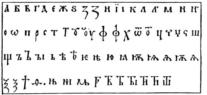 8. Кирилловский уставный алфавит.