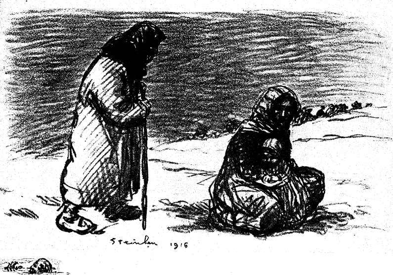 Стенлэн, Т.-А. (1859—1923). Беженцы. (гравюра)