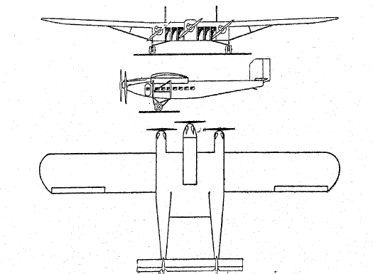 Рис. 15. Схема французского трехмоторного самолета Dyle et Bacalan “DB-70”.